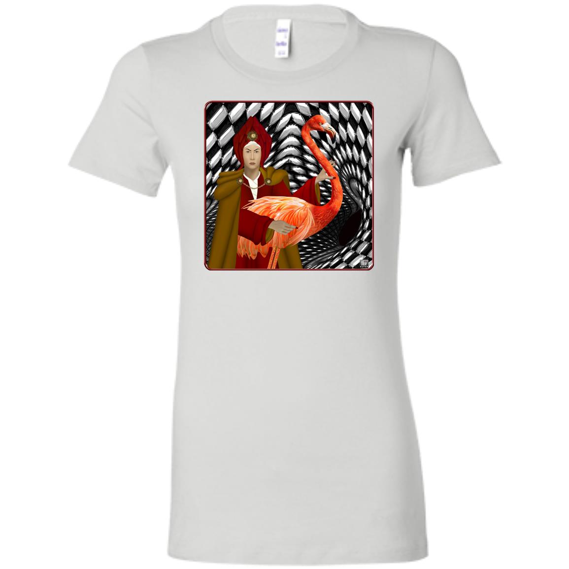 THE RED QUEEN with the flamingo - Women's Fitted T-Shirt