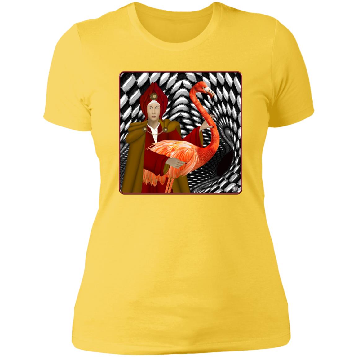 The Red Queen With The Flamingo - Women's Fitted T-Shirt