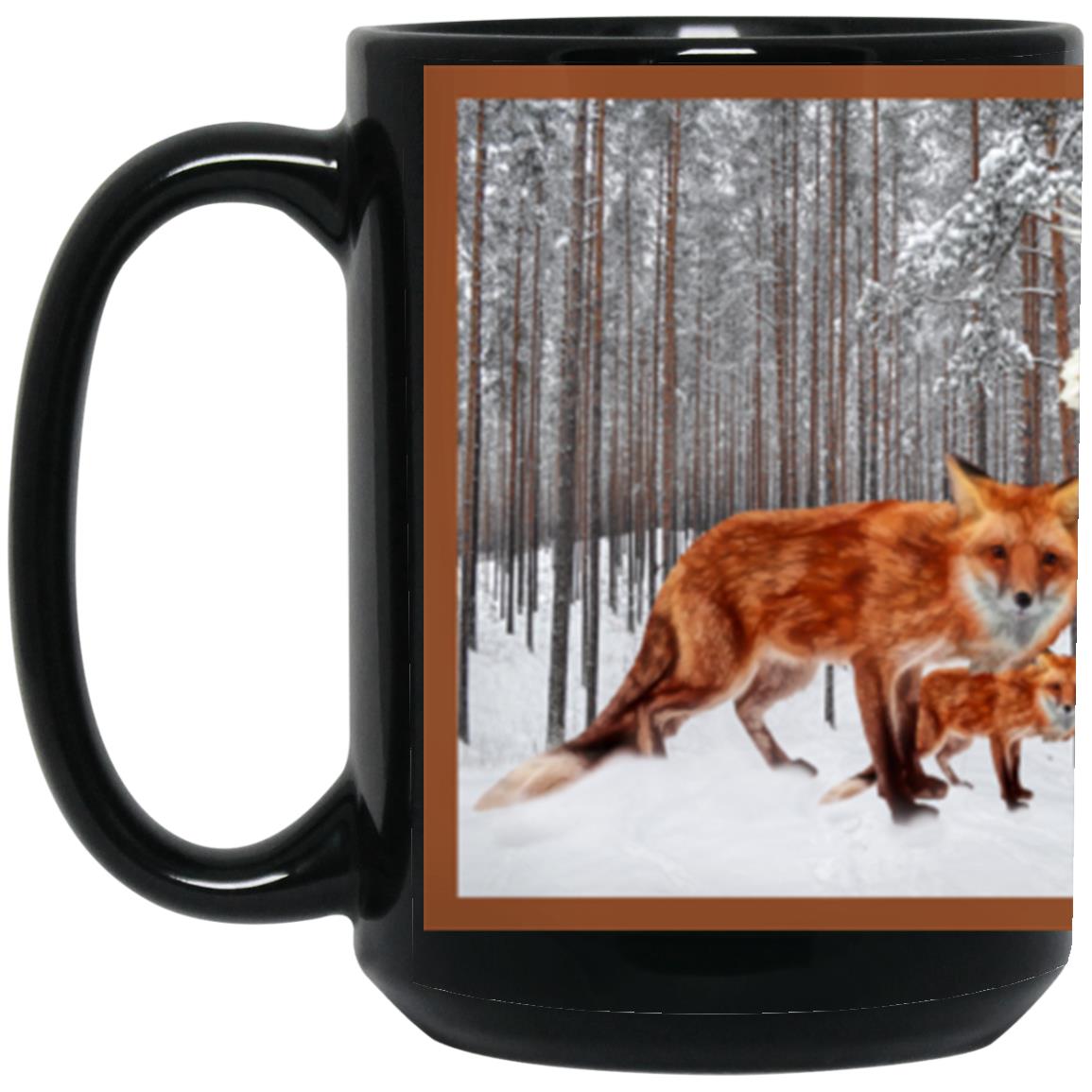 Snow Fox -15oz Black Mug