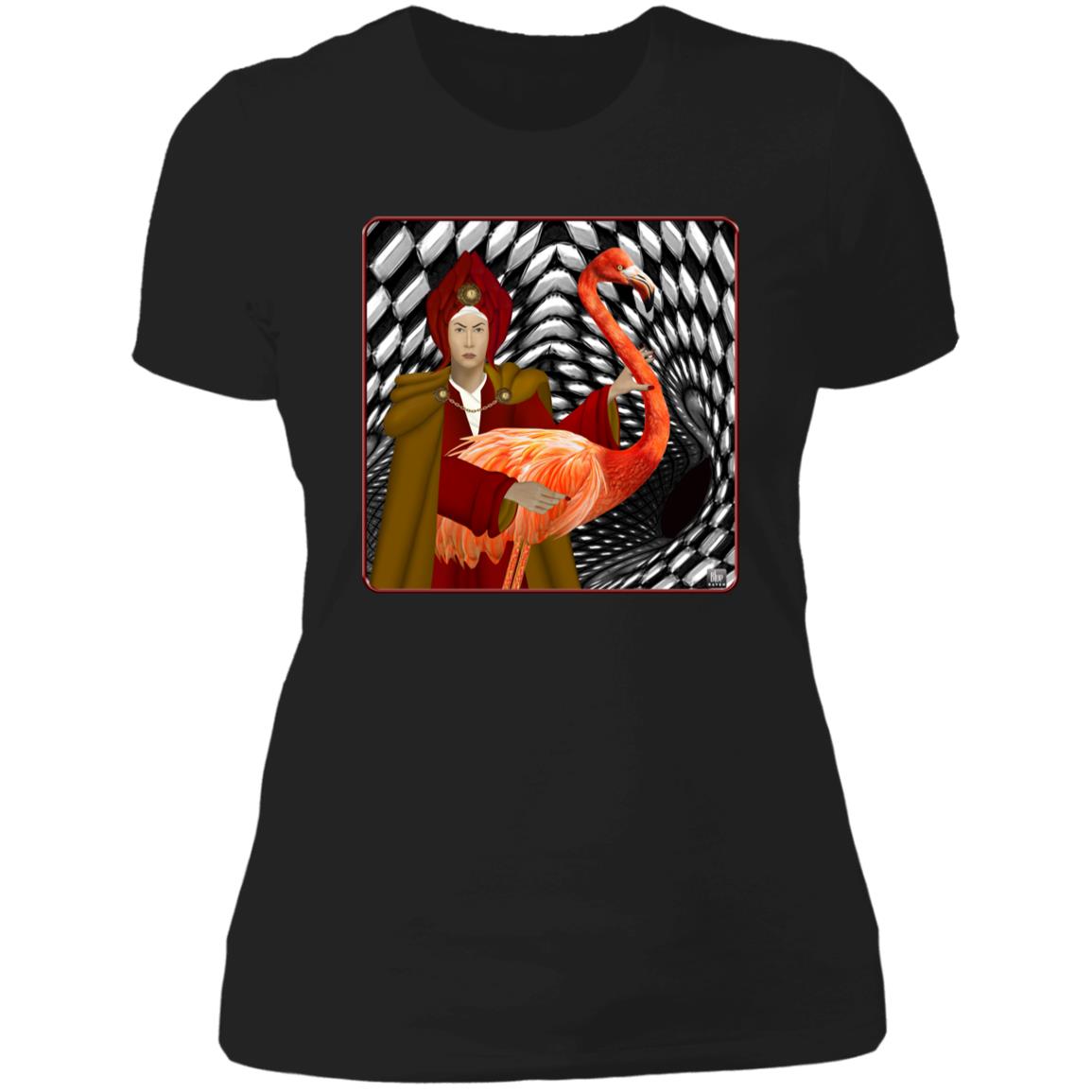 The Red Queen With The Flamingo - Women's Fitted T-Shirt