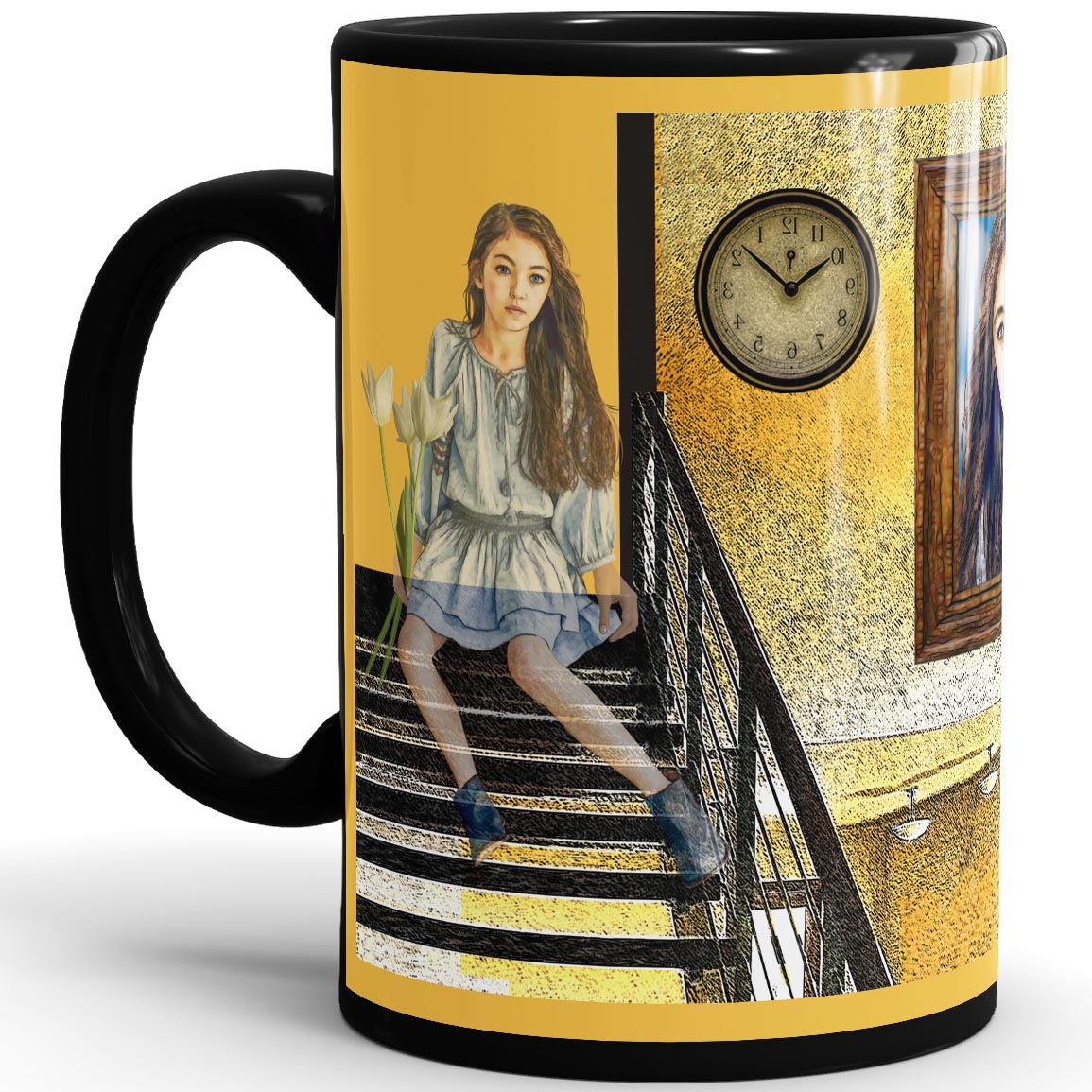 Ghost On My Stairs -15oz Black Mug