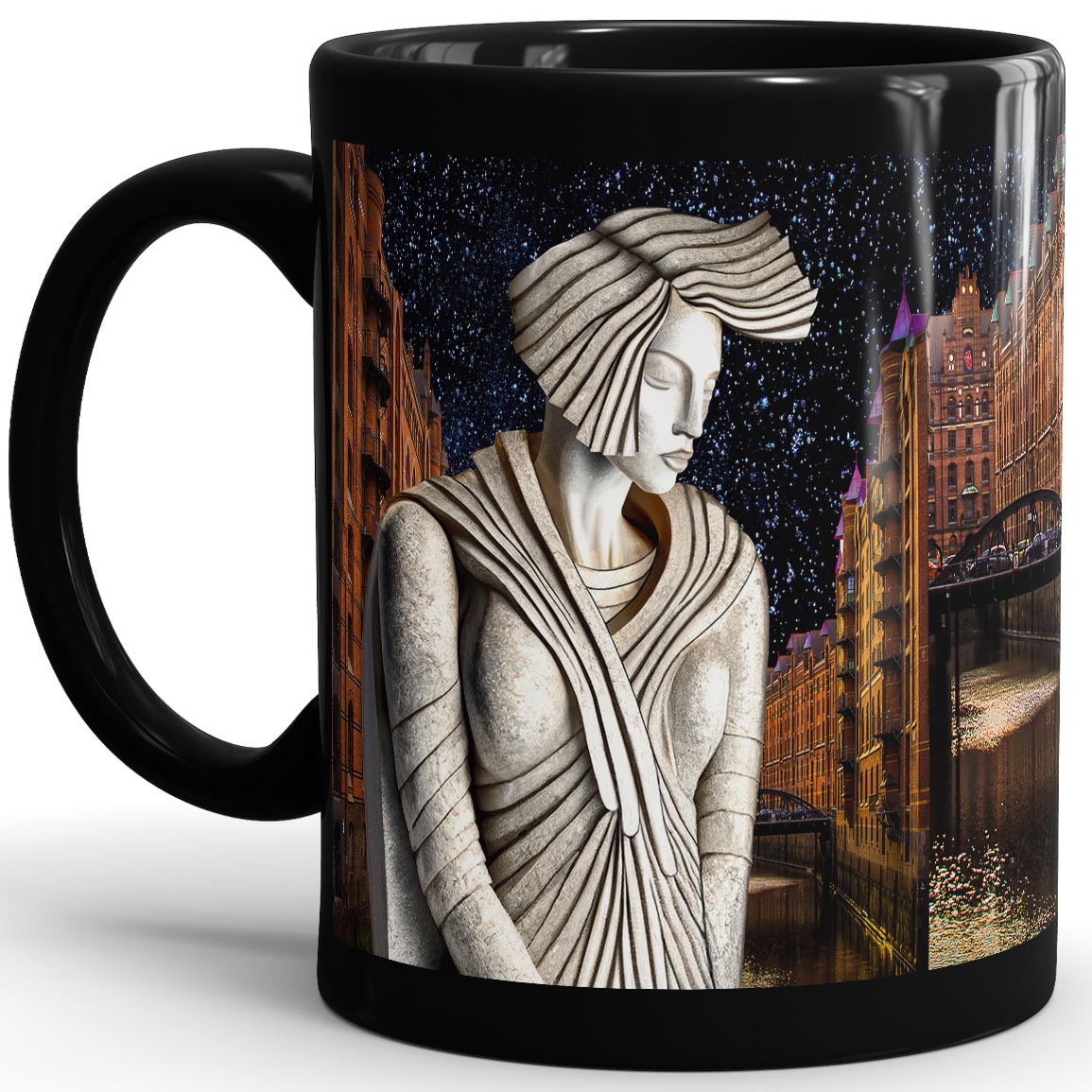 Granite Guardian Of The City - 11oz Black Mug