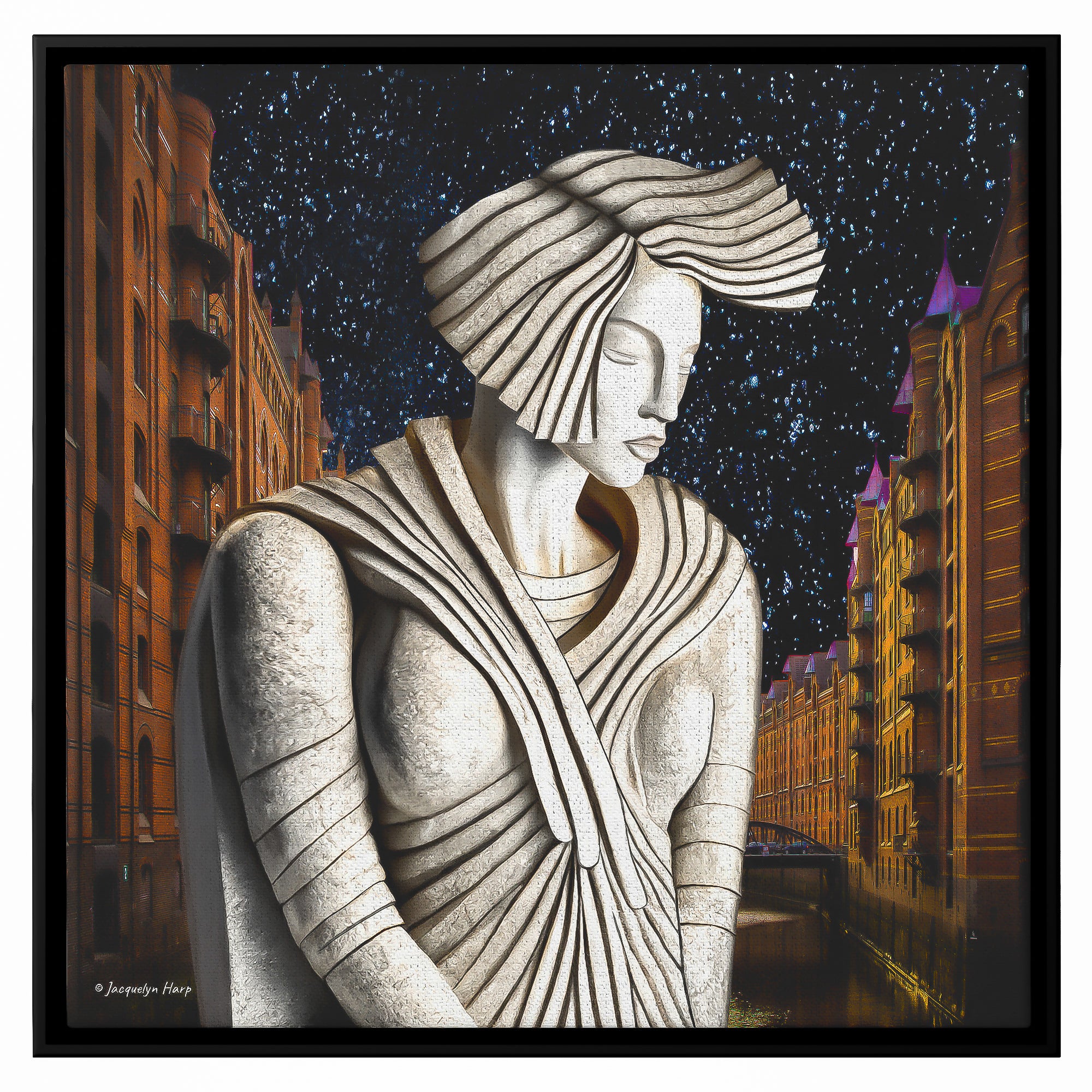 Granite Guardian Of The City - Framed Art