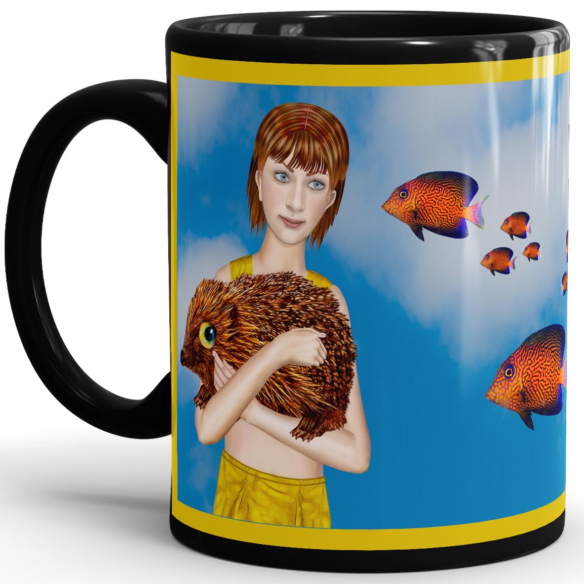 Hana Find The Fish - 11oz Black Mug