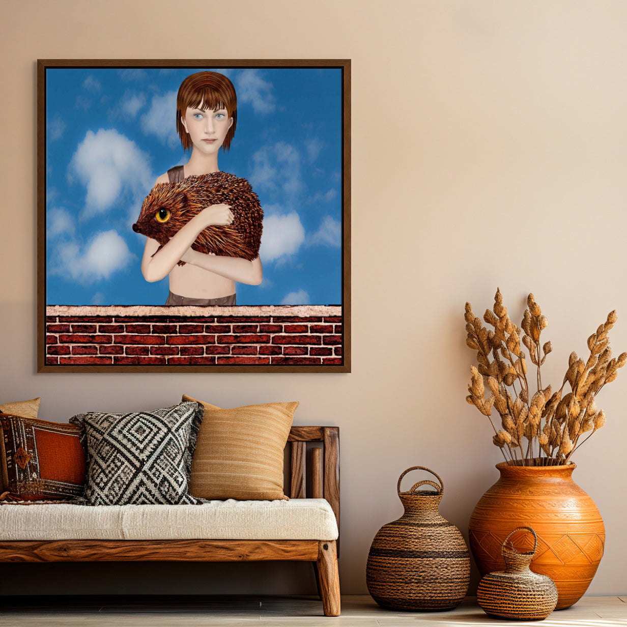 Hana and Her Hedgehog - Canvas Art