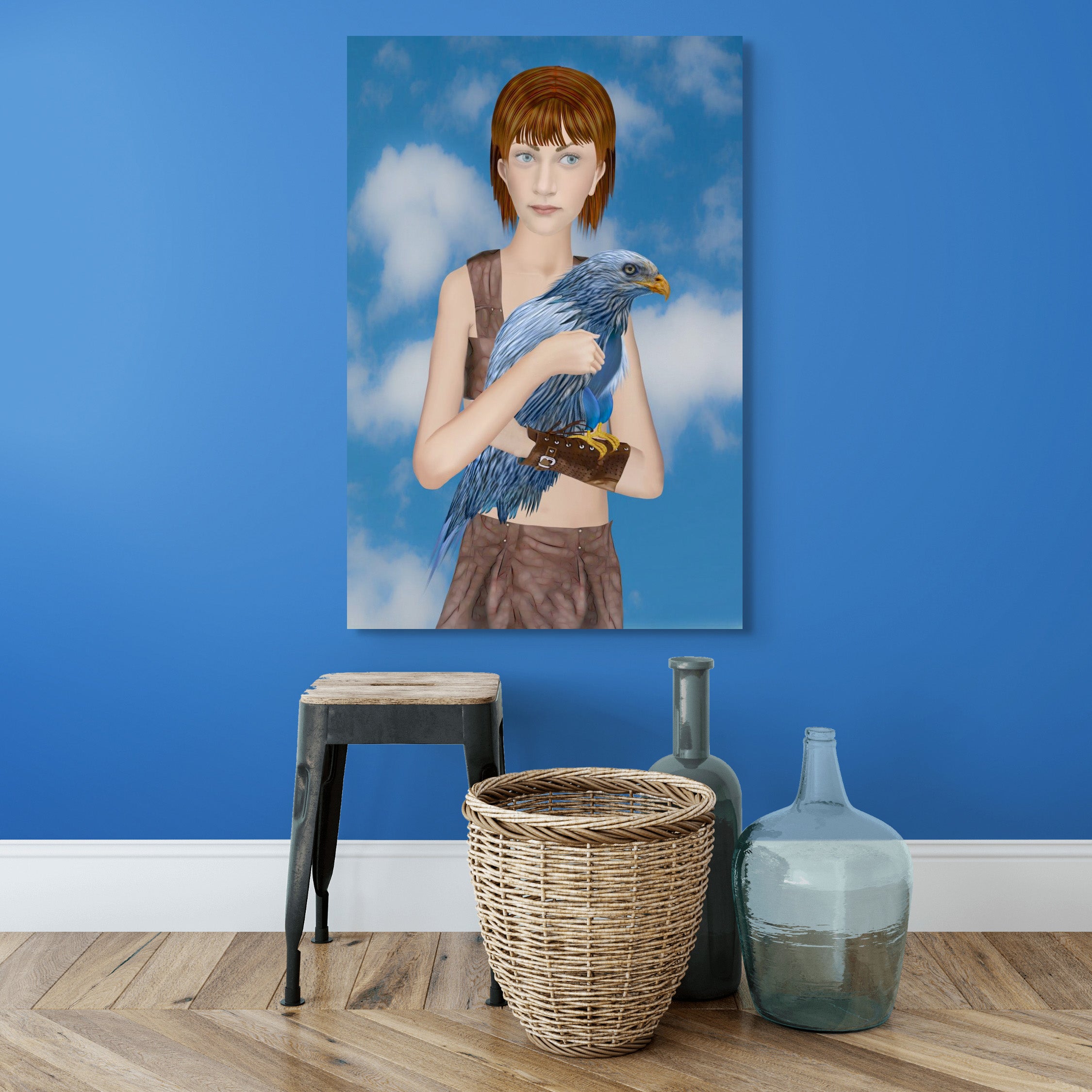 Hana With Bird - Canvas Art