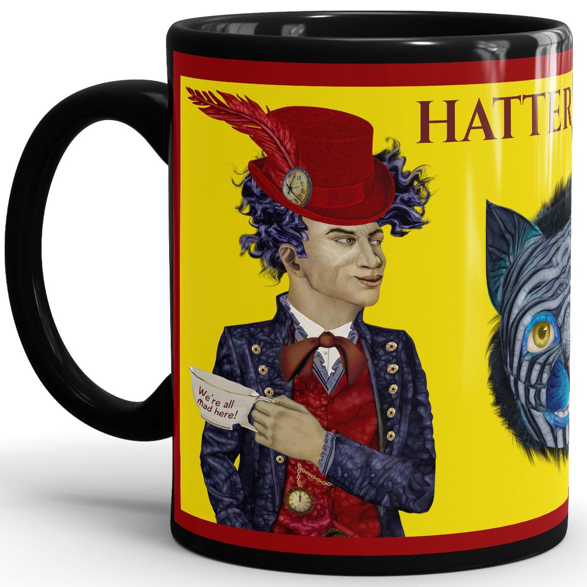 Hatter & Cat - 11oz Black Mug