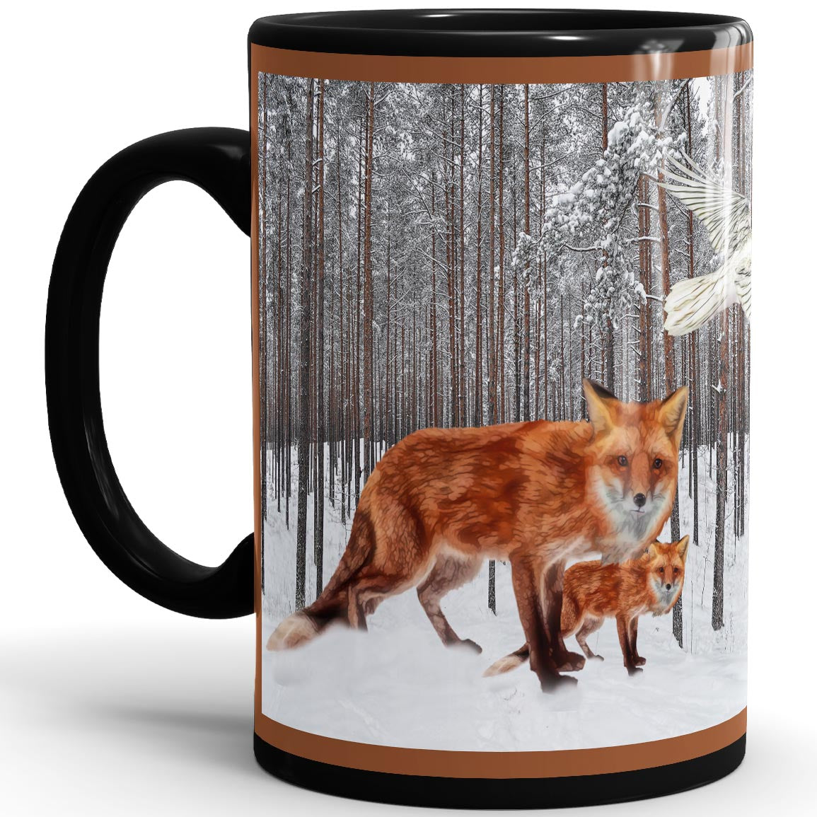 Snow Fox -15oz Black Mug