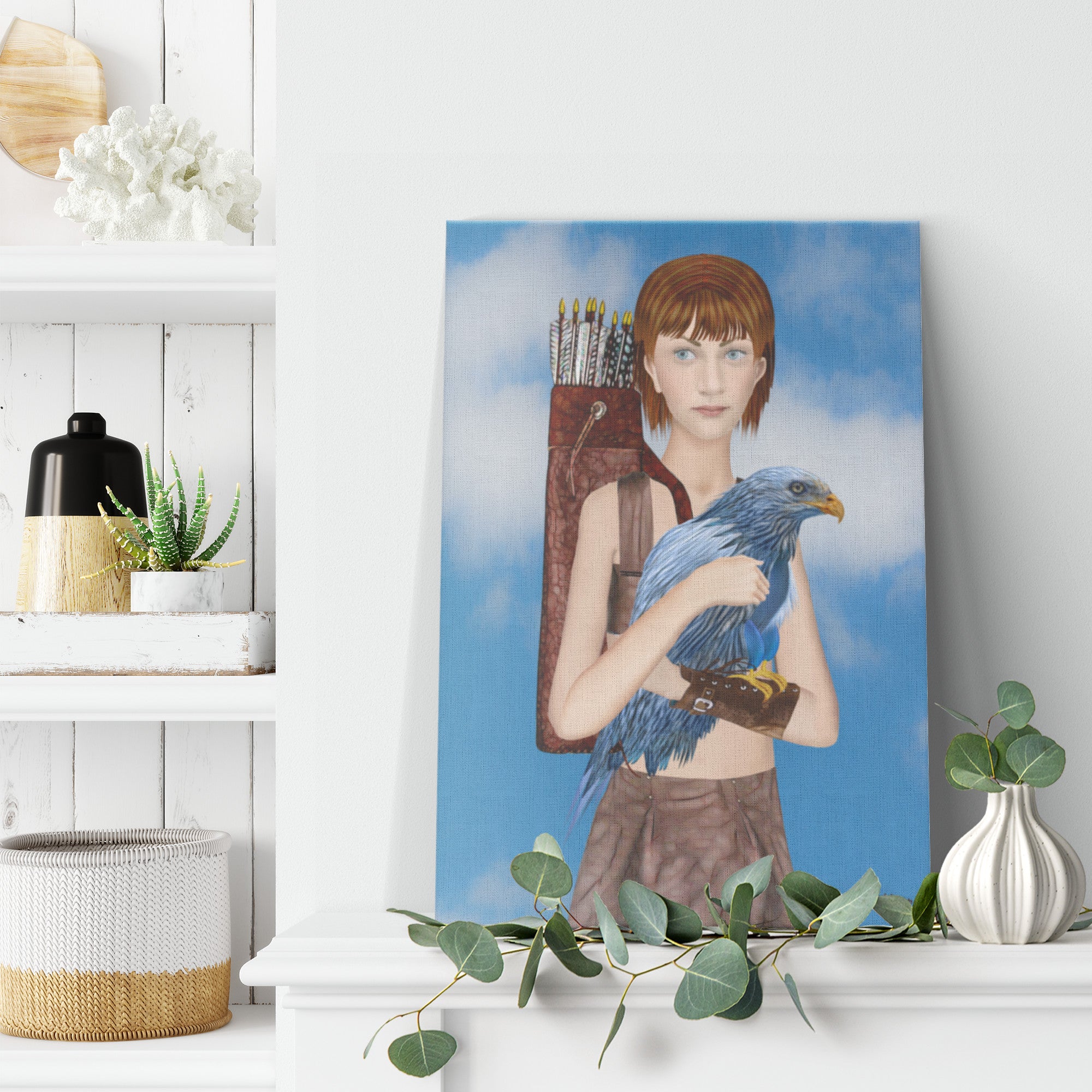 Sasha With Bird - Canvas Art