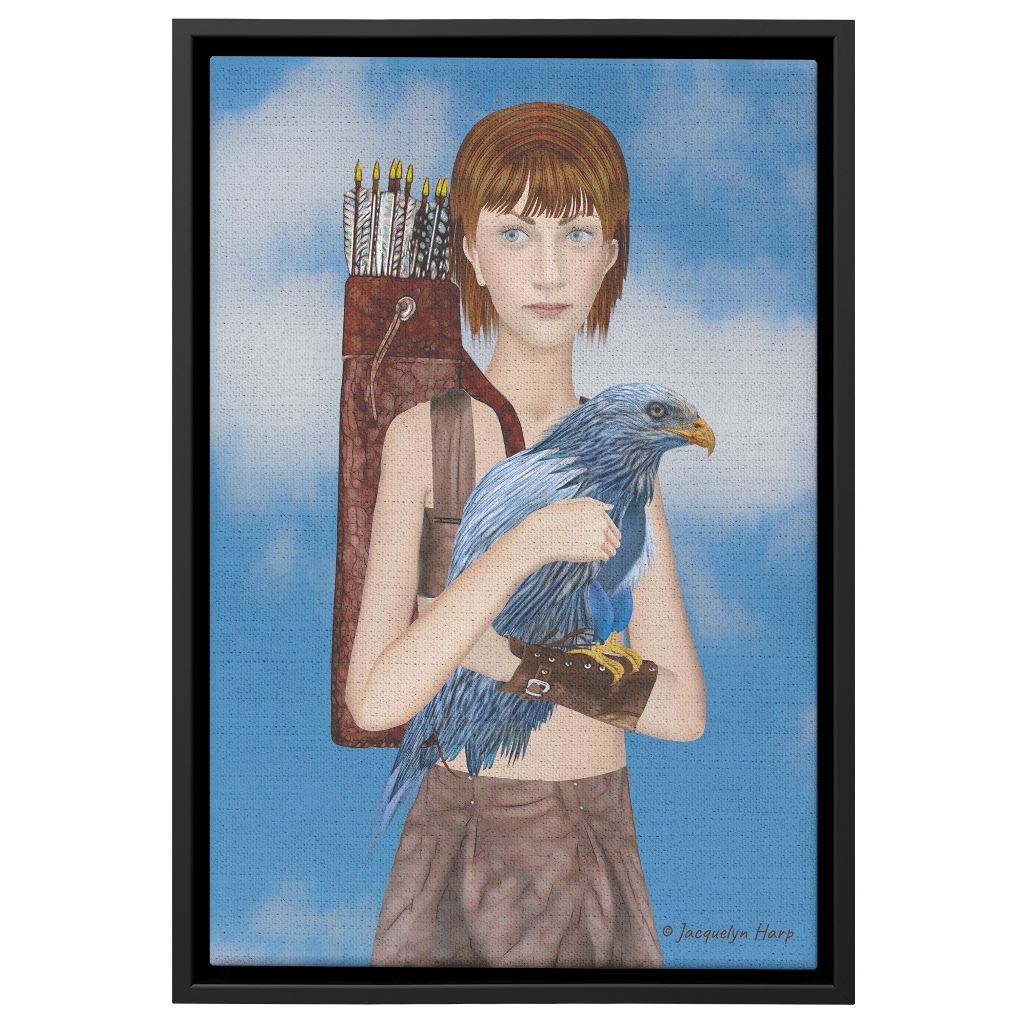 Sasha With Bird - Framed Art