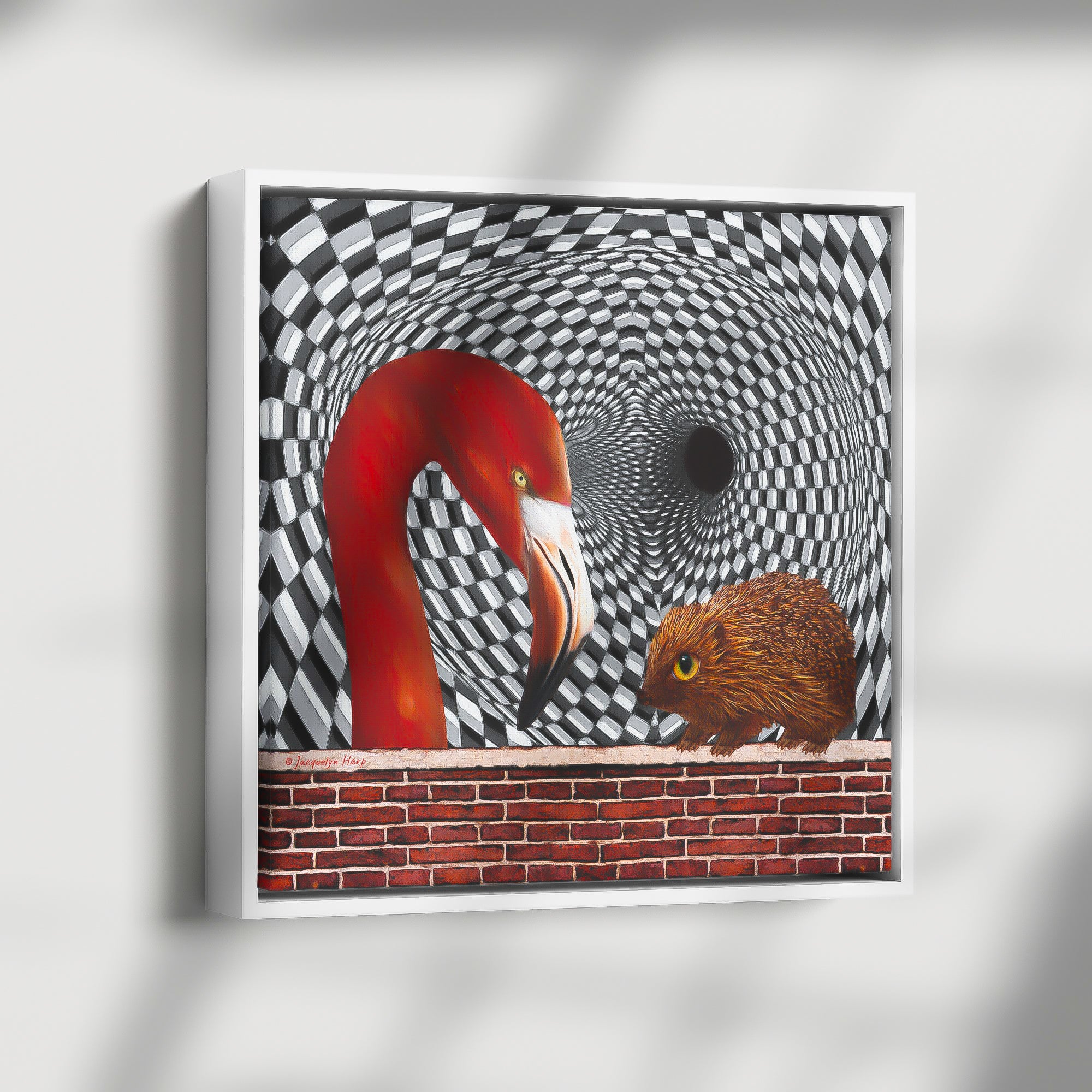 The Hedgehog And The Flamingo - Framed Art