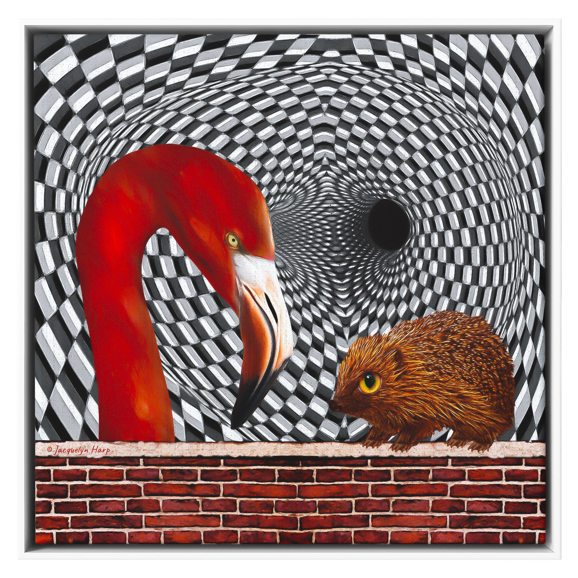 The Hedgehog And The Flamingo - Framed Art