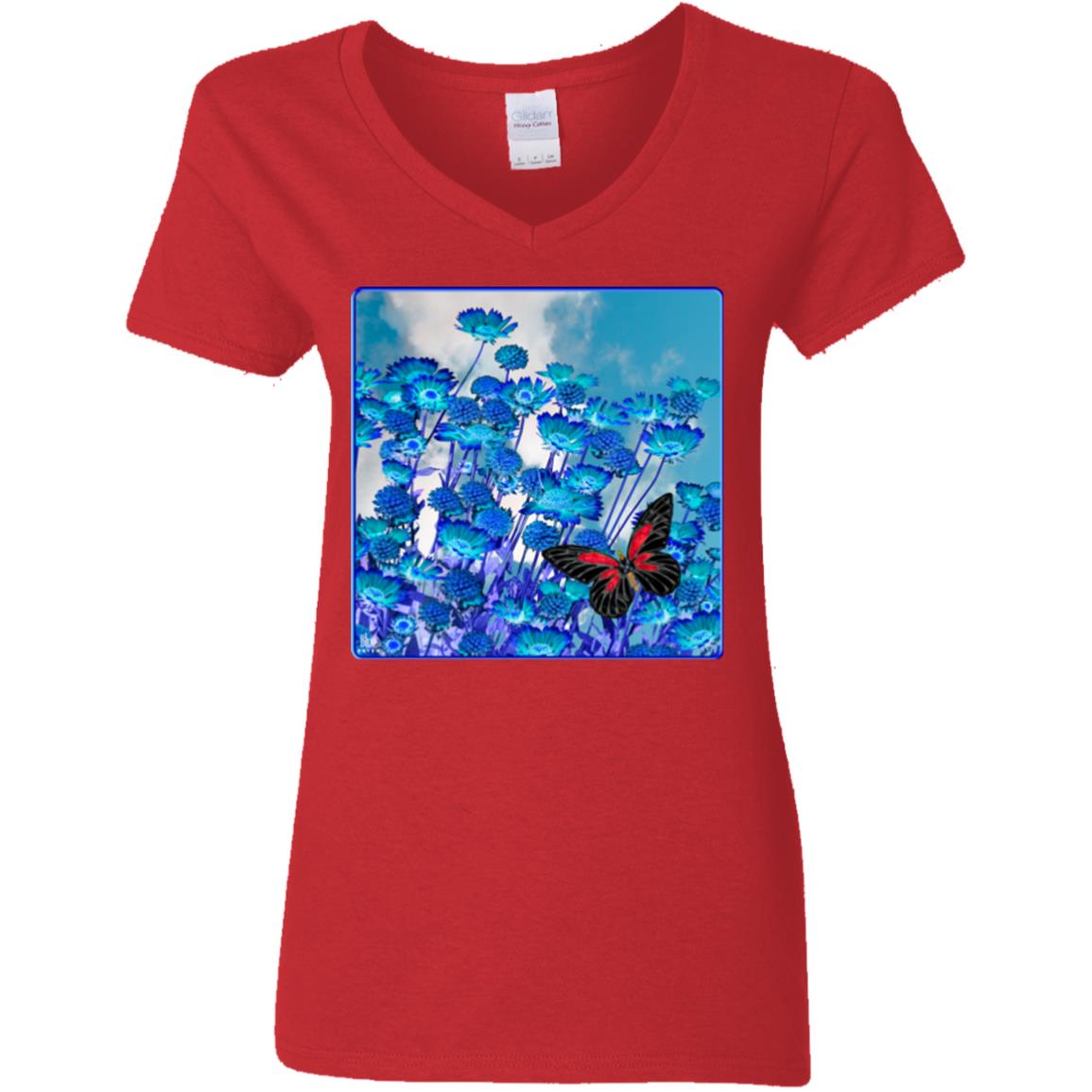 Blue Daisies - Women's V-Neck T Shirt