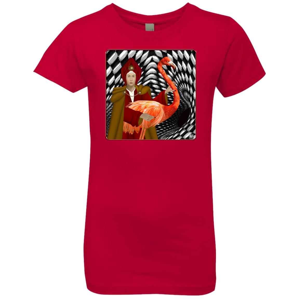 THE RED QUEEN with the flamingo - Girl's Premium Cotton T-Shirt
