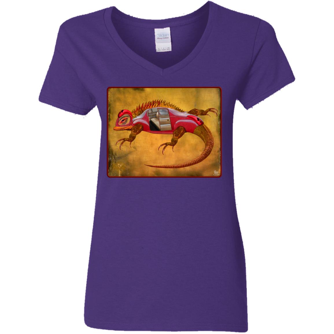 Uber Lizard - Red - Women's V-Neck T Shirt