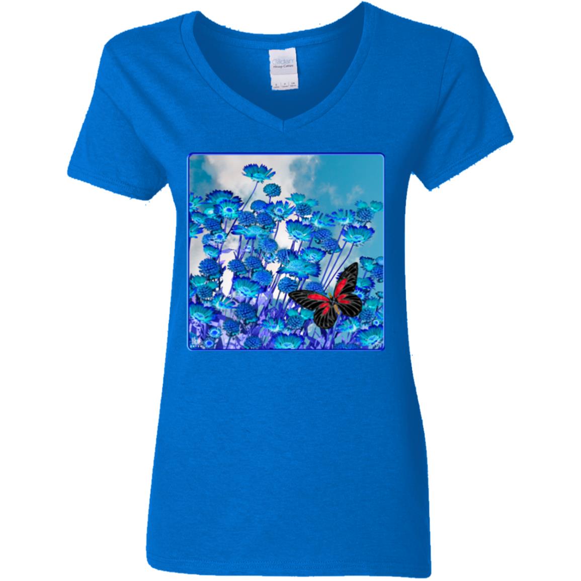 Blue Daisies - Women's V-Neck T Shirt