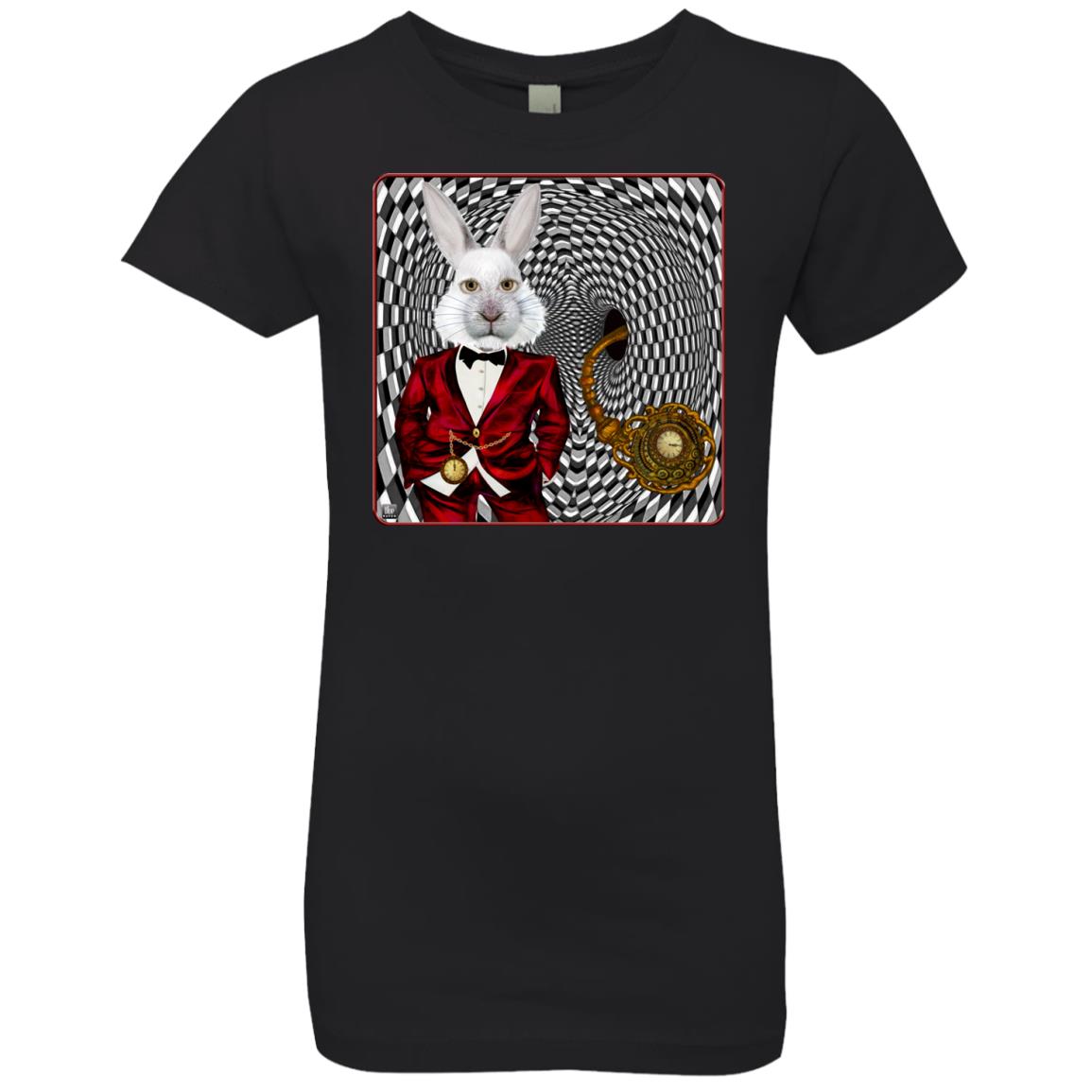 portrait of the white rabbit - Girl's Premium Cotton T-Shirt