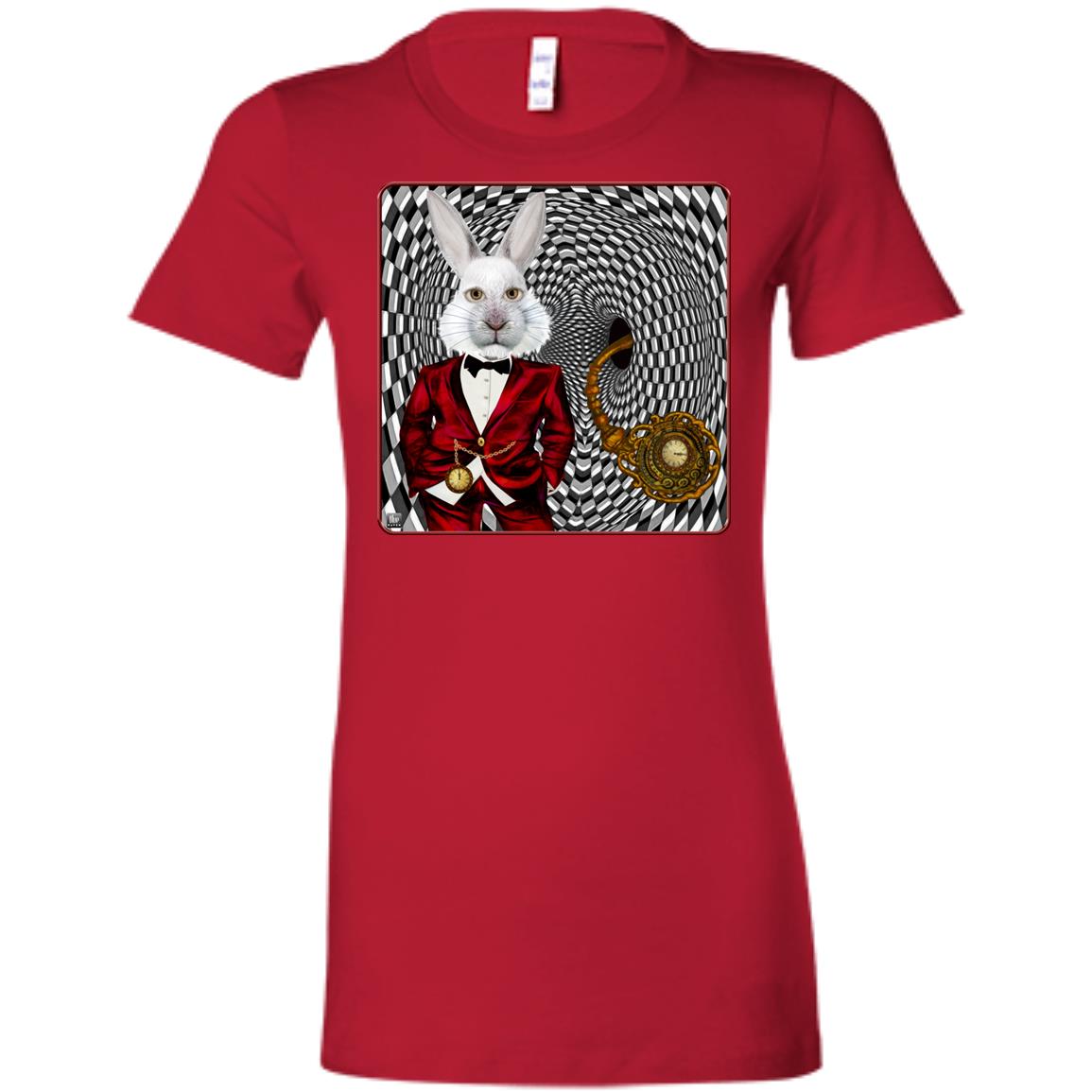 portrait of the white rabbit - Women's Fitted T-Shirt