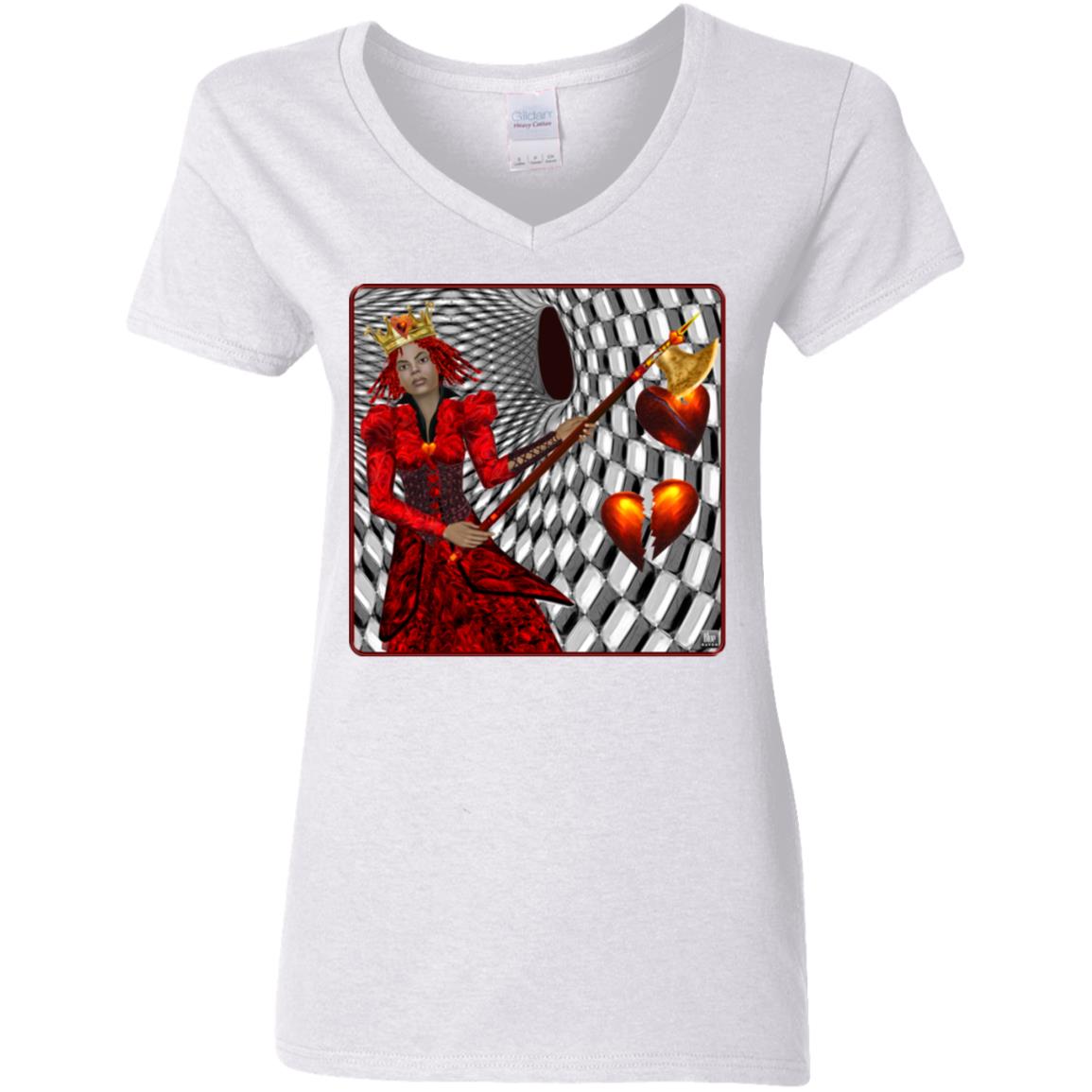 Portrait Of The Queen Of Hearts - Women's V-Neck T Shirt