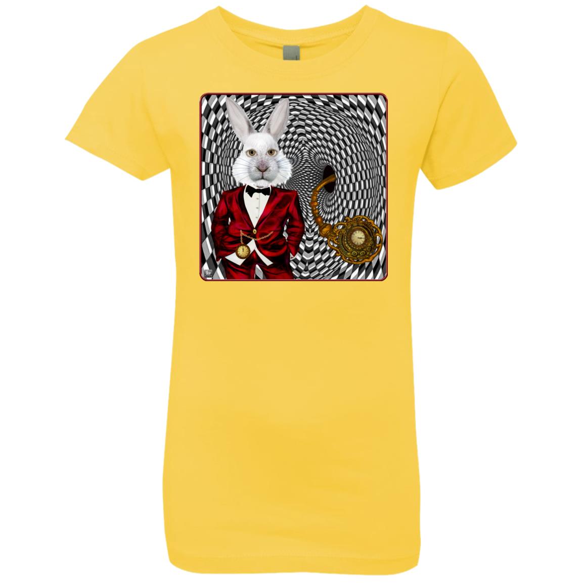 portrait of the white rabbit - Girl's Premium Cotton T-Shirt