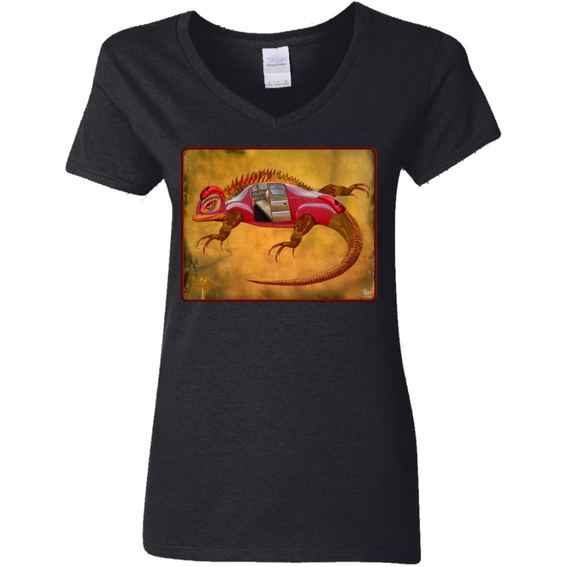 Uber Lizard - Red - Women's V-Neck T Shirt