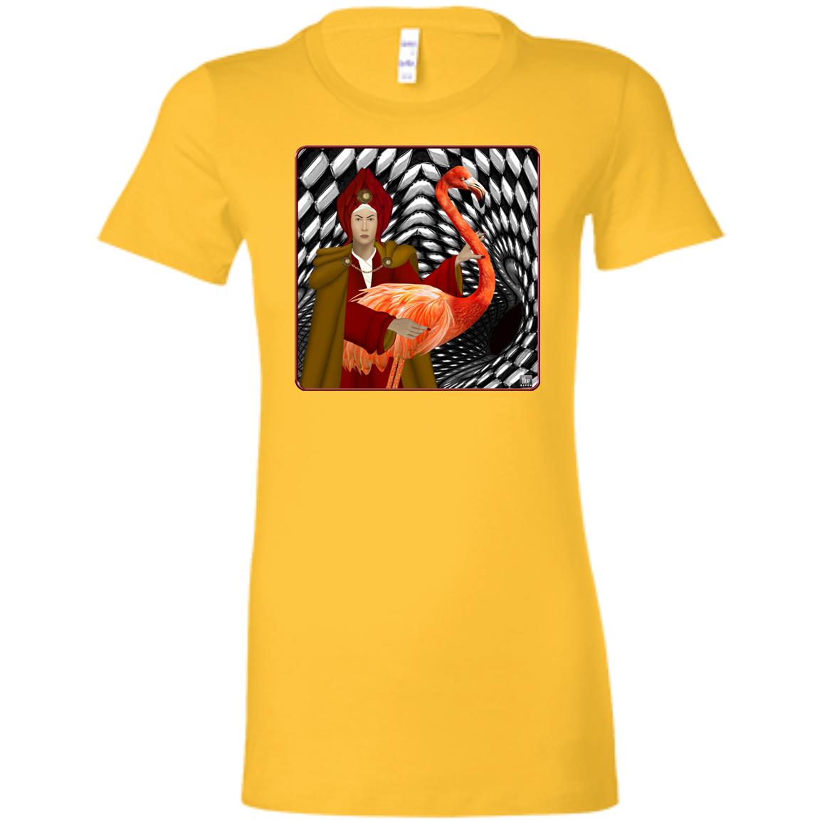 THE RED QUEEN with the flamingo - Women's Fitted T-Shirt