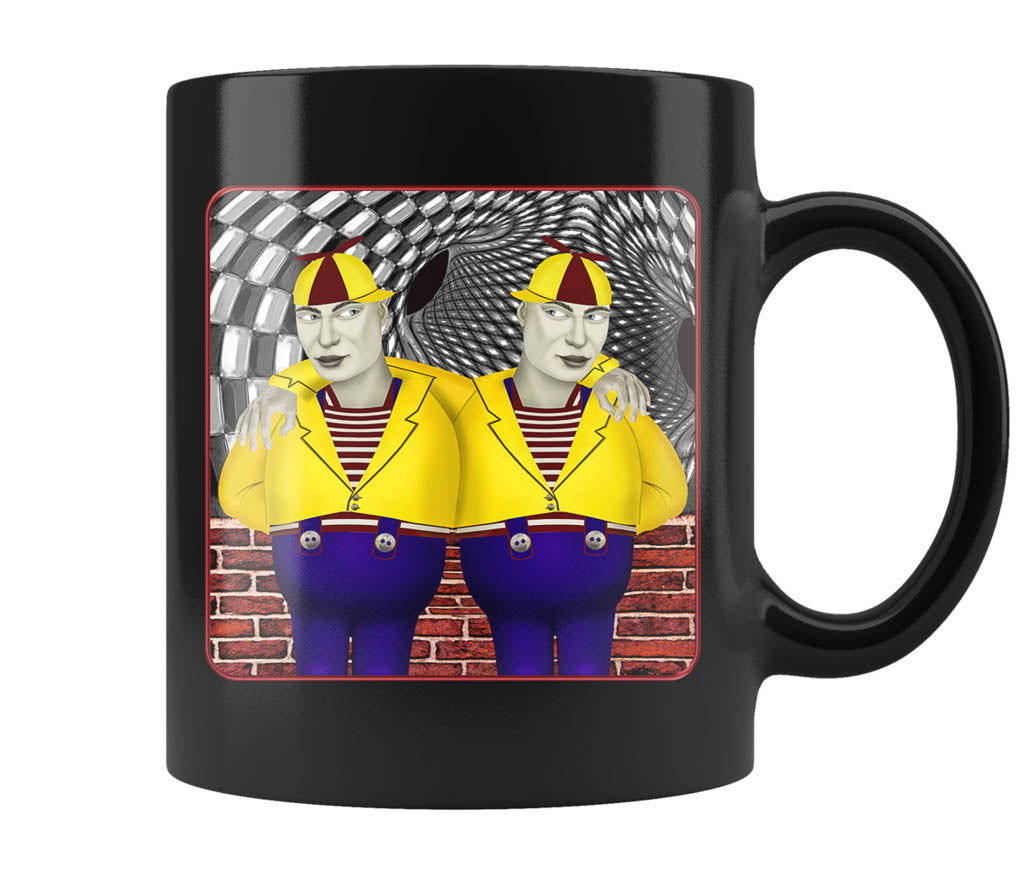 Portrait Of Tweedledee and Dum - 11 oz black mug