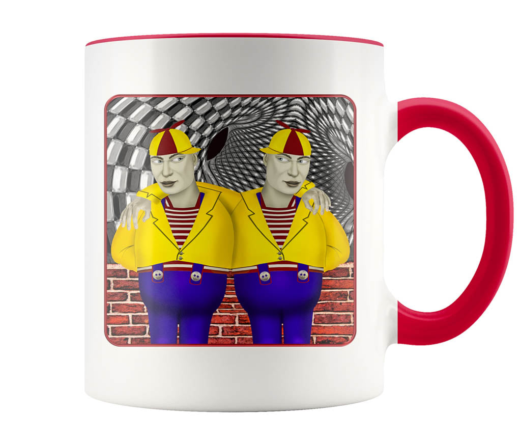 Portrait Of Tweedledee And Dum - 11 oz color accent mug