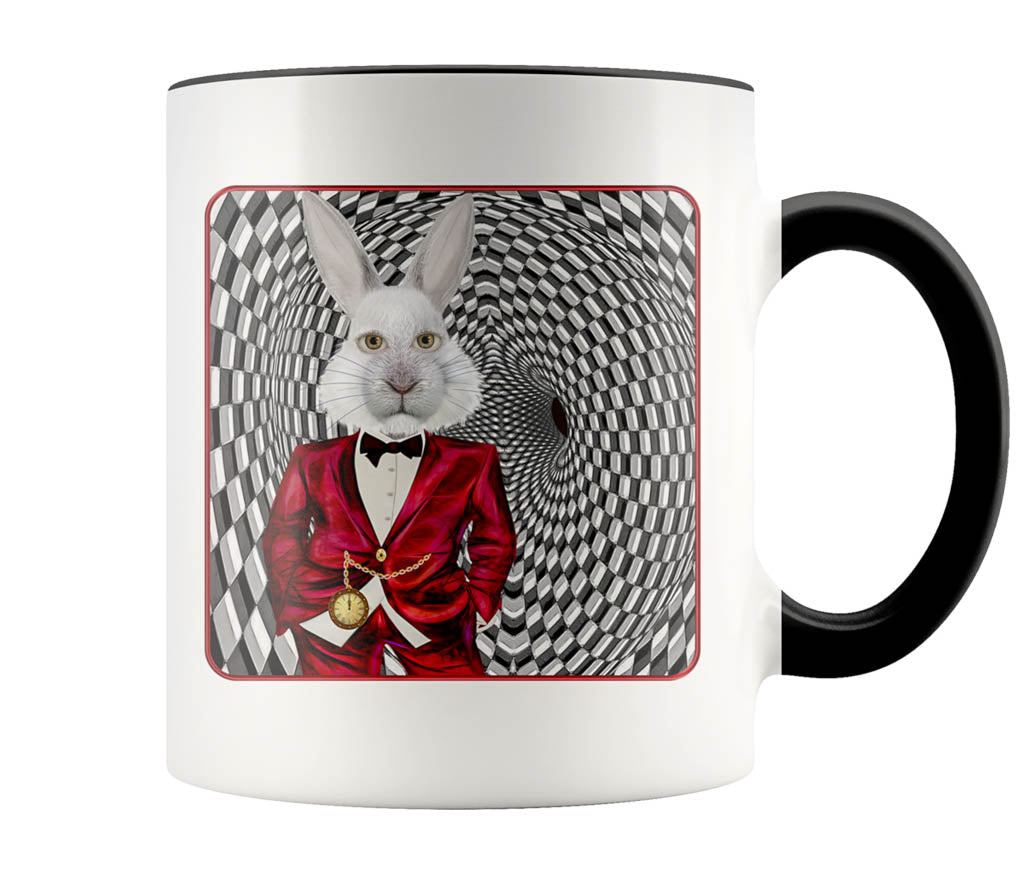 Portrait Of The White Rabbit - 11 oz color accent mug