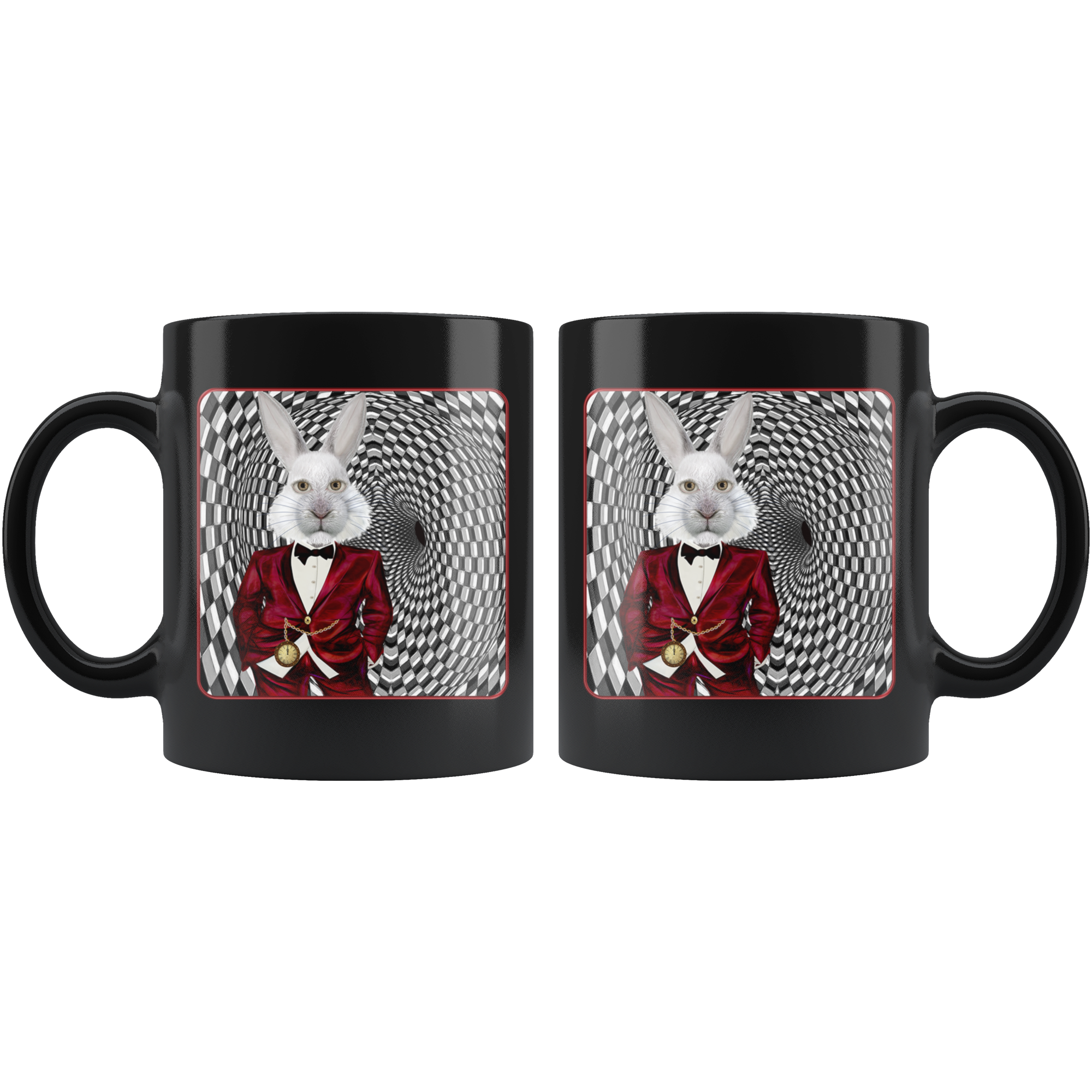 Portrait Of The White Rabbit - 11 oz black mug