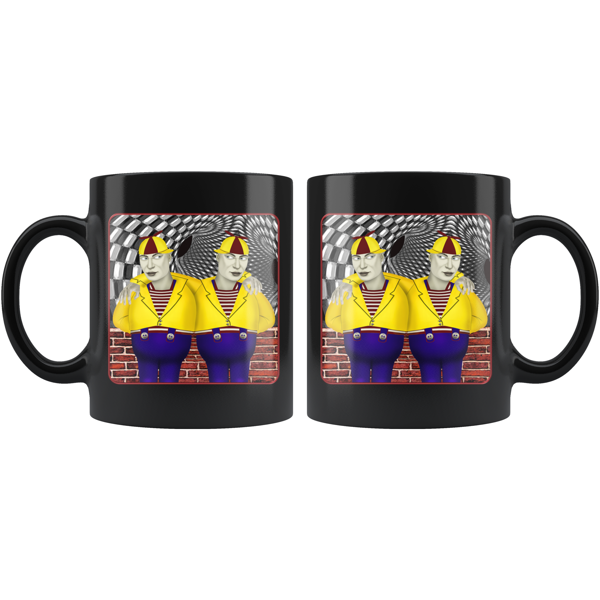 Portrait Of Tweedledee and Dum - 11 oz black mug
