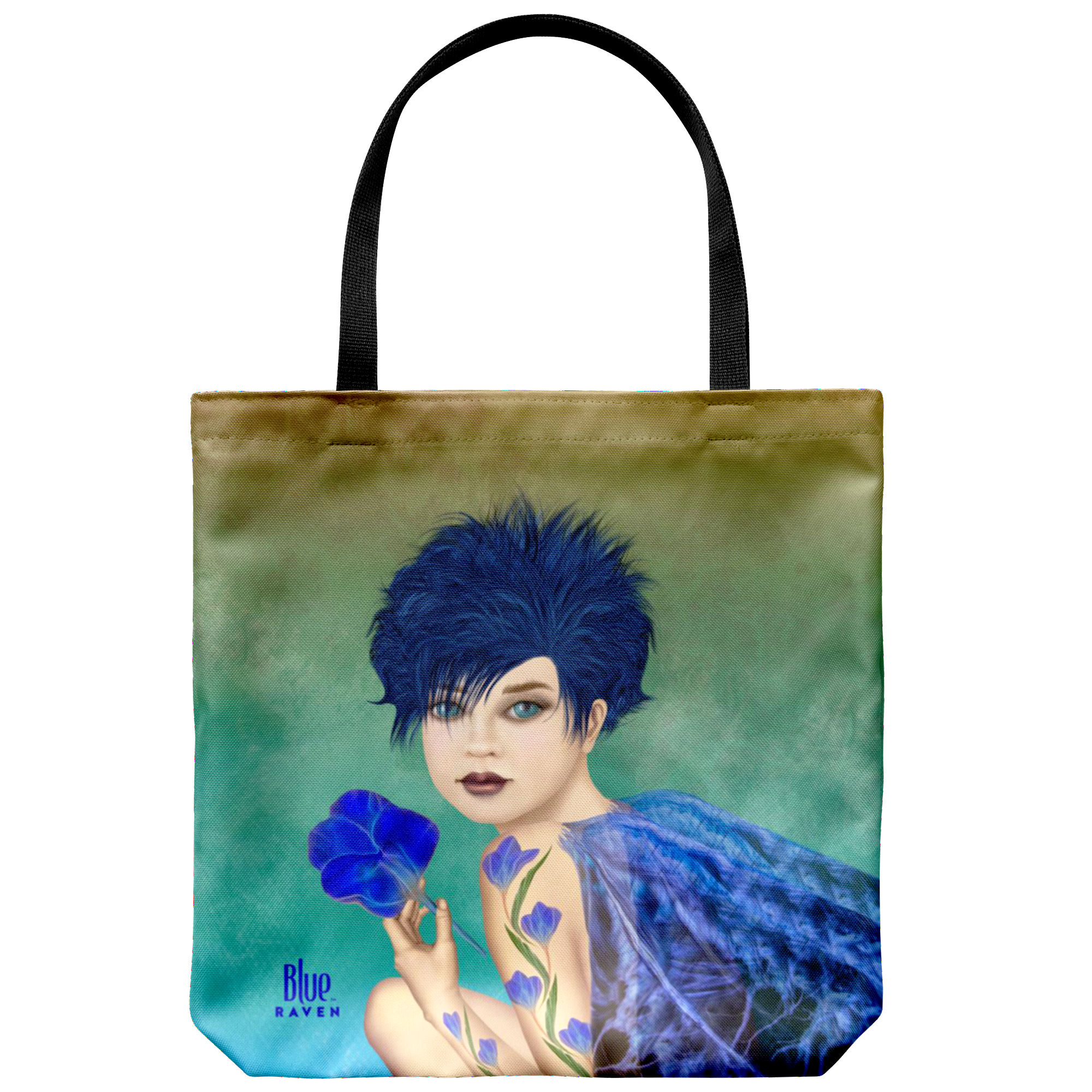 Blue Fairy With Flower - tote